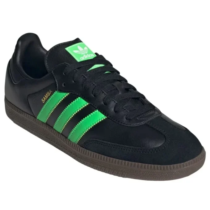 Adidas Samba „Core Black Screaming Green Gum”