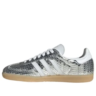 Adidas Samba din piele de șarpe lăcuită „Silver Metallic”